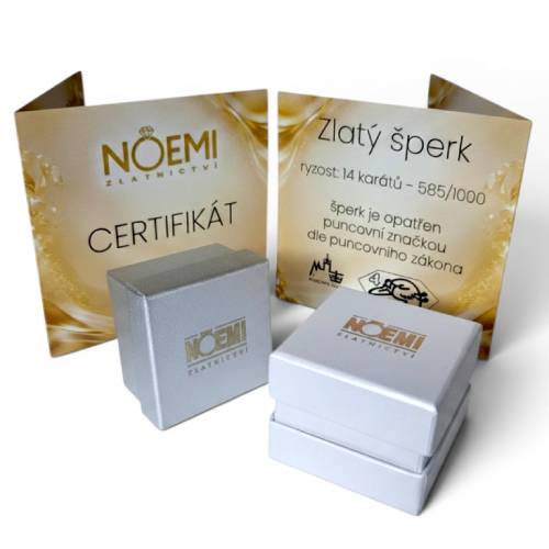 Certifikát a krabička ke zlatému šperku