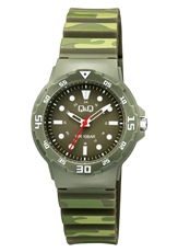 Chlapecké vodotěsné hodinky zelené maskáčové Q&Q V07A-012VY
