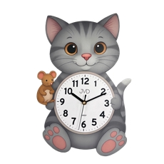 Dětské nástěnné hodiny JVD kočka s tichým chodem HJ114