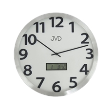 Nástěnné hodiny JVD s datumem a teploměrem HO047.2